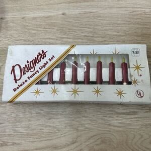 Vintage Christmas Candle Lights Set Red New in Box Designers Deluxe